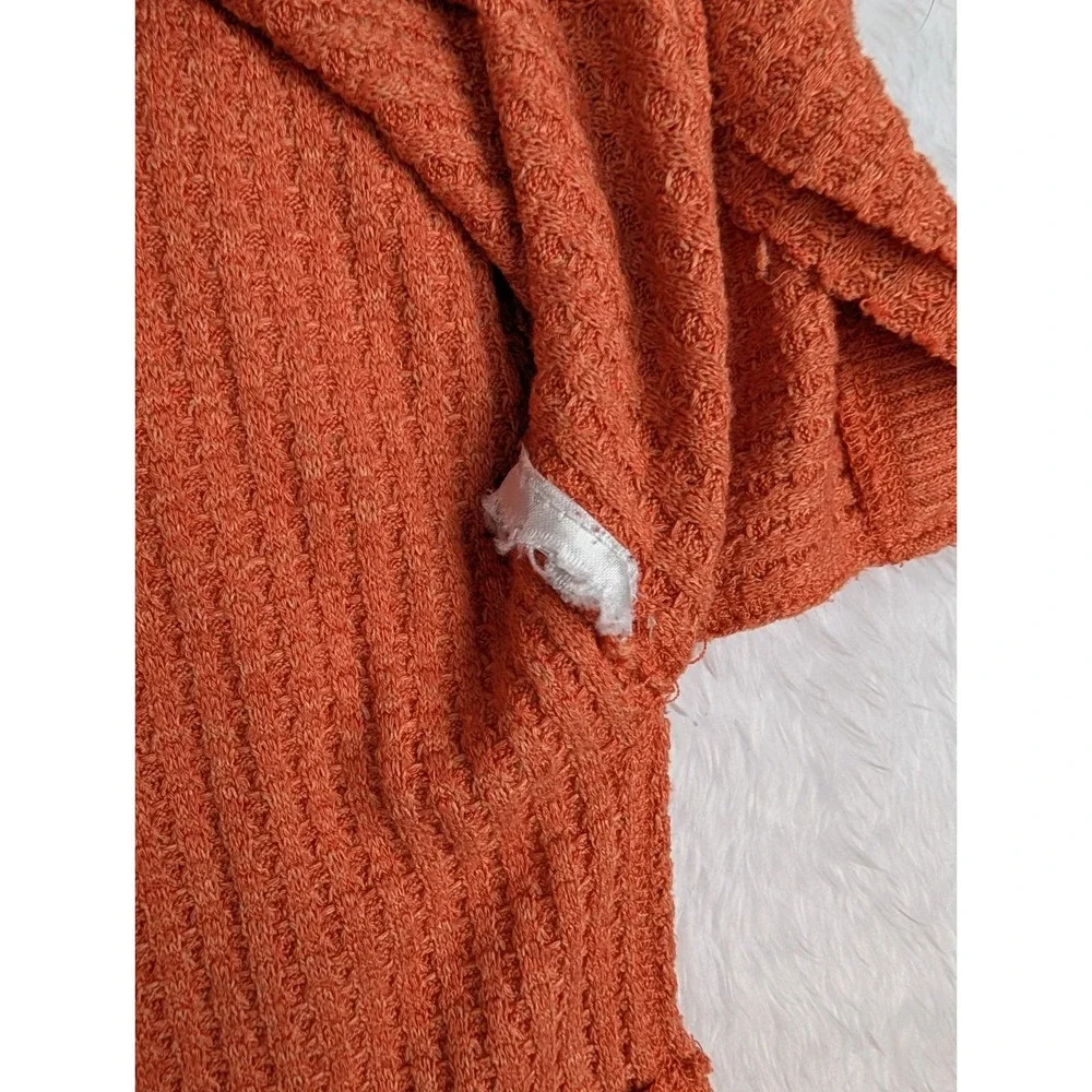 Free People We The Free Top Women's XS Orange Oversized Long Sleeve‎ Waffle Knit